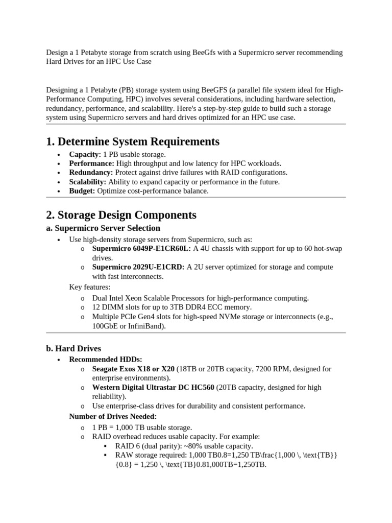1 Petabyte BeeGFS Storage Design Guide | PDF | File System | Hard Disk ...