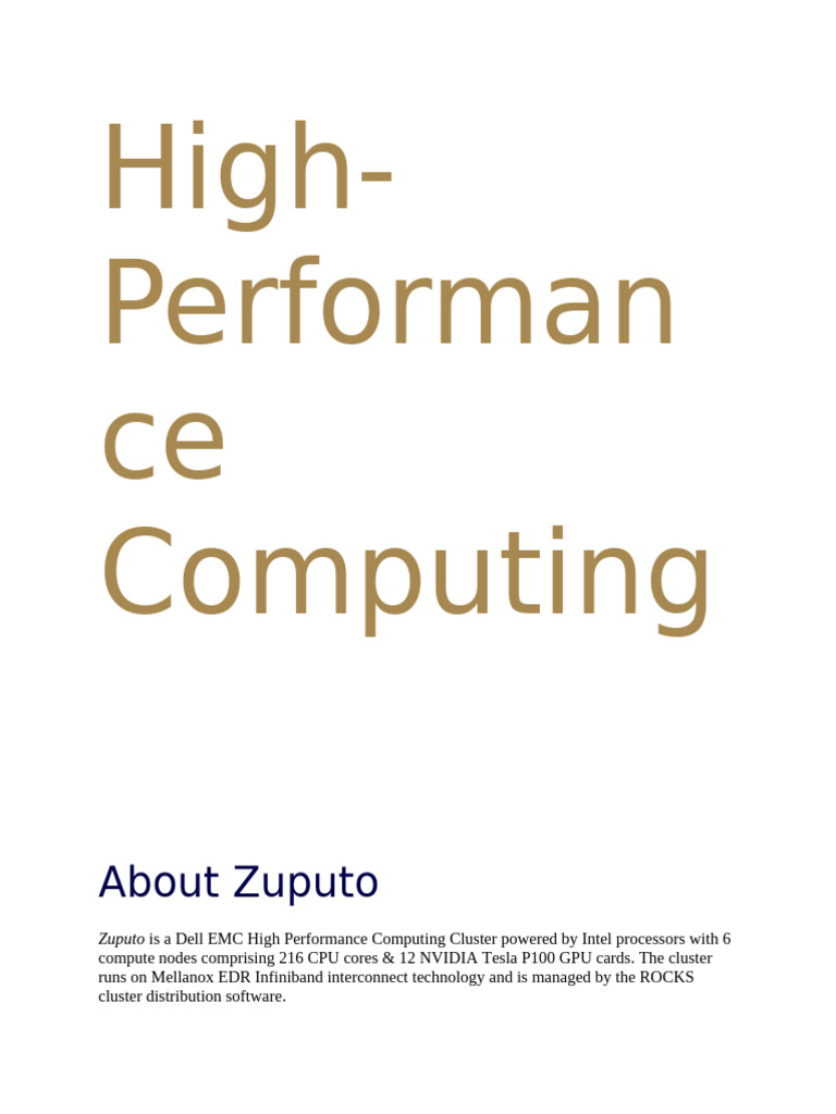 High-Performance Computing Access Guide | PDF | Computer Cluster ...