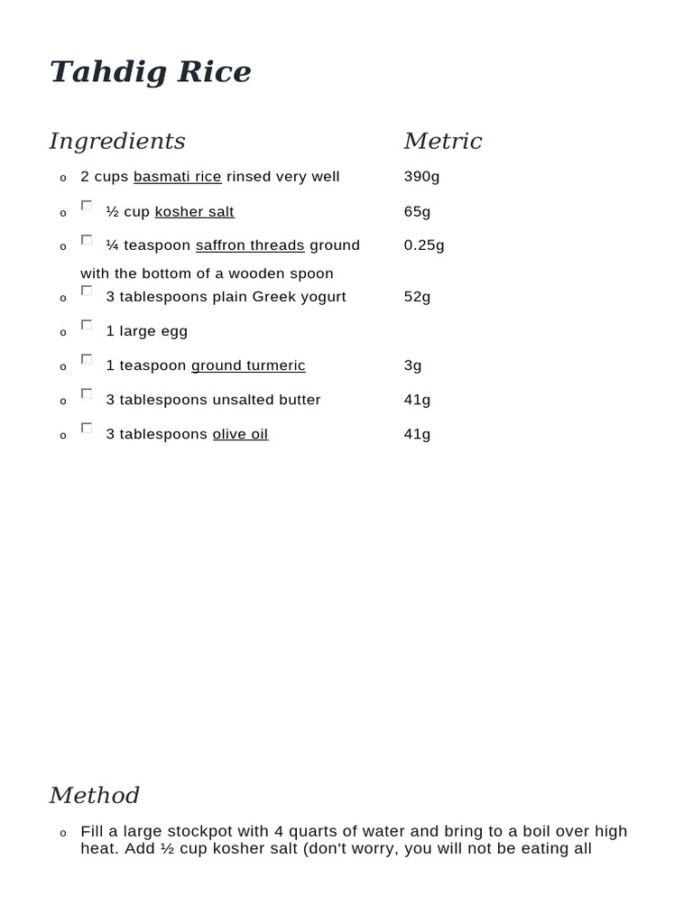 Perfect Tahdig Rice Recipe Guide | PDF