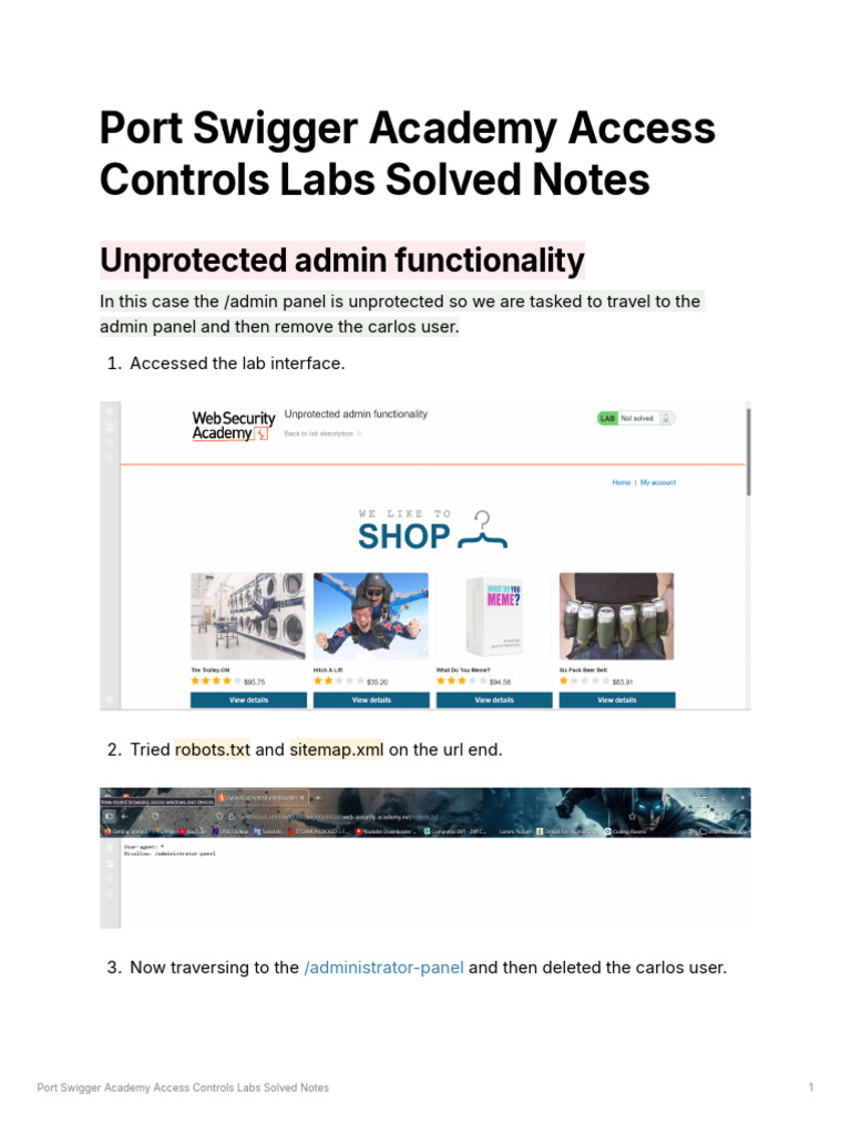 Access Control Labs Solutions Guide | PDF | Access Control | Login