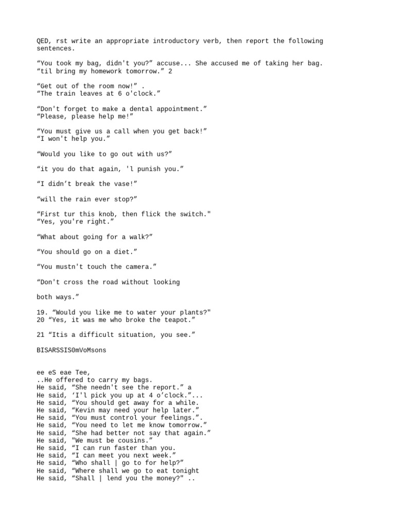 Reporting Speech Practice Exercises | PDF