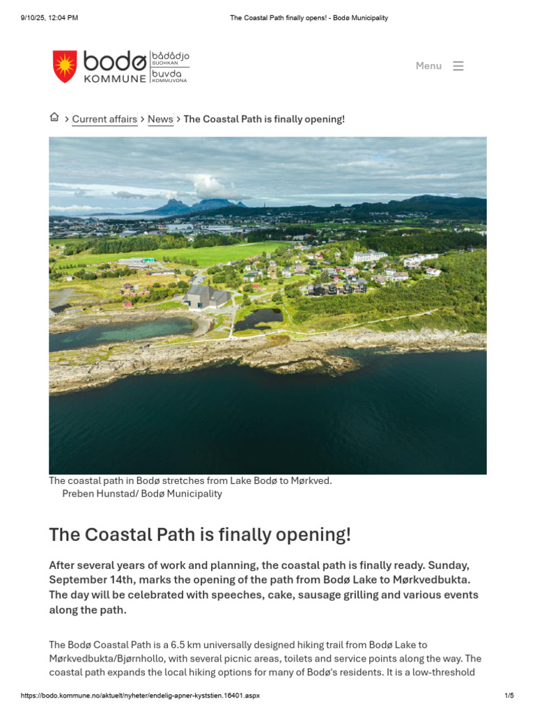 The Coastal Path Finally Opens! - Bodø Municipality | PDF