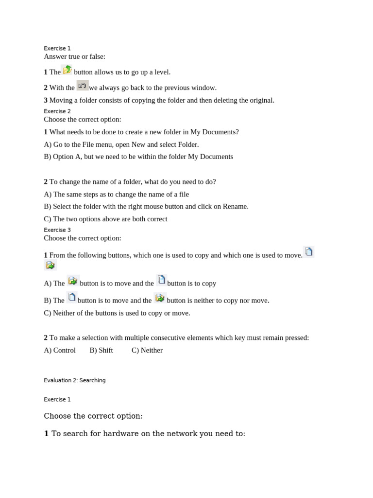 Computer Skills Exercises and Evaluations | PDF | Computer File | Computing