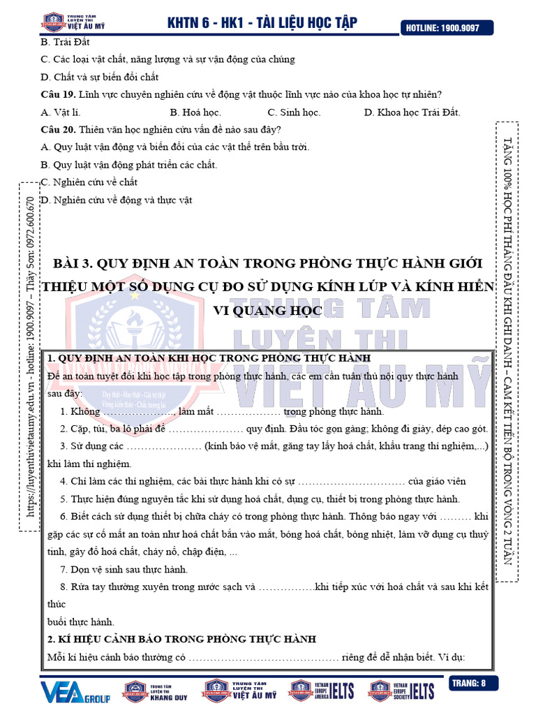Khtn 6 - Hk1 - Tài Liệu Học Tập 2024 - 2025-Trang-2-Đã Gộp | PDF