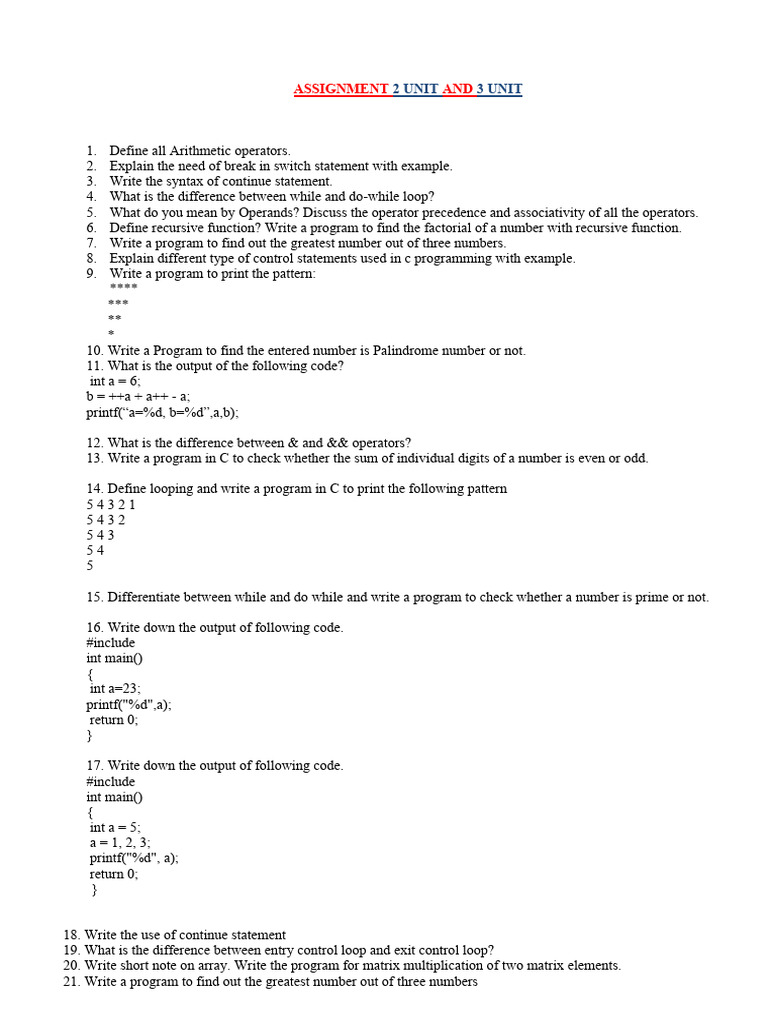 C Programming Concepts and Examples | PDF | Matrix (Mathematics ...