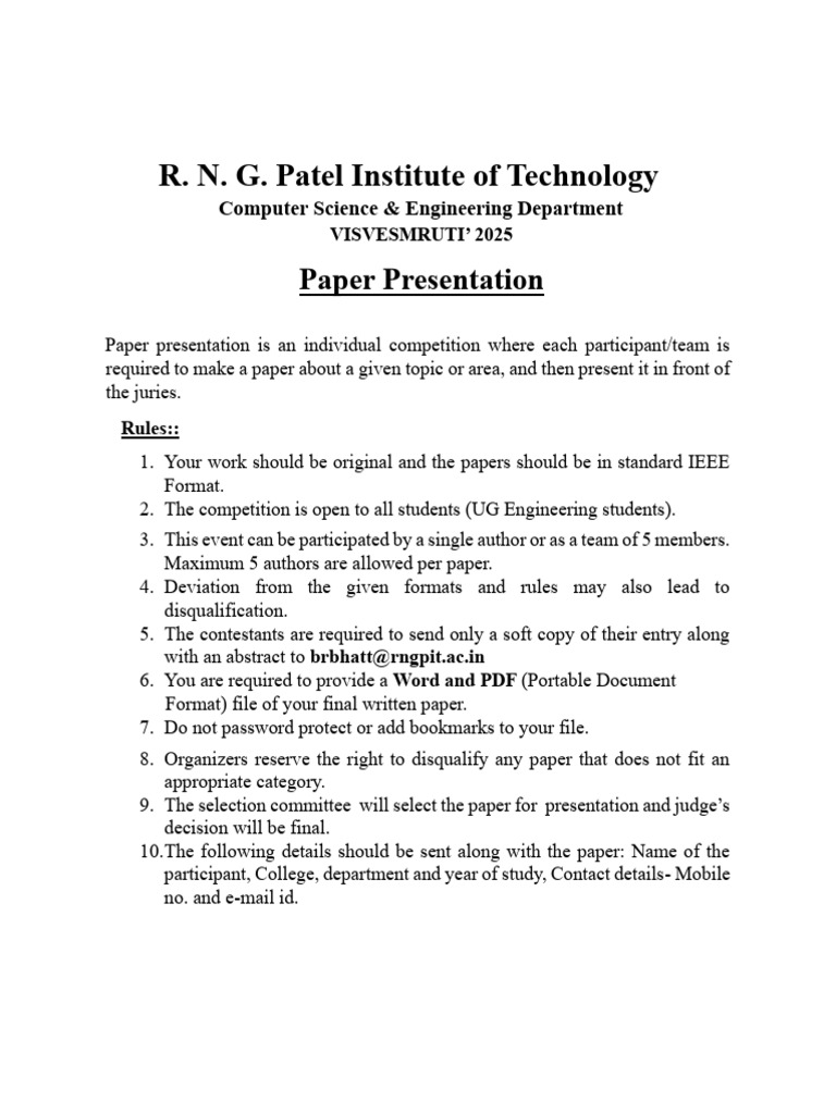 Paper Presentation Guidelines 2025 | PDF | Chess | Chess Theory