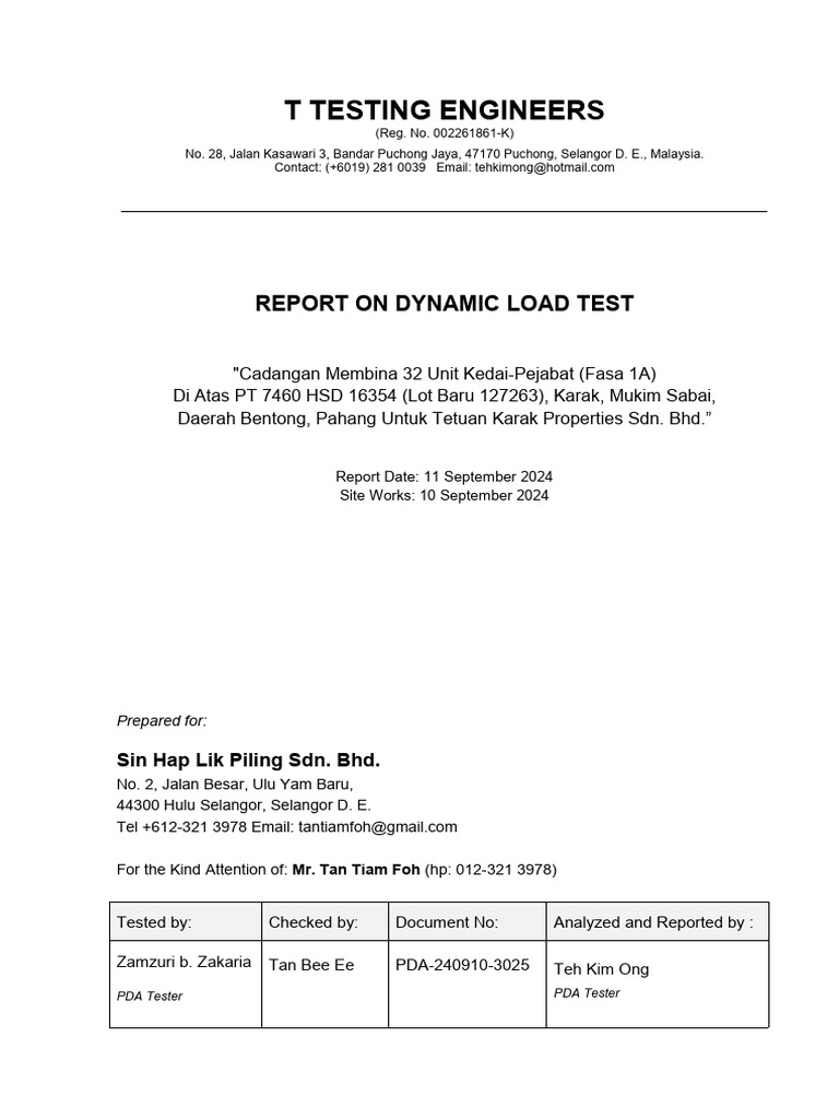 Dynamic Load Test Report for Piles | PDF | Force | Yield (Engineering)