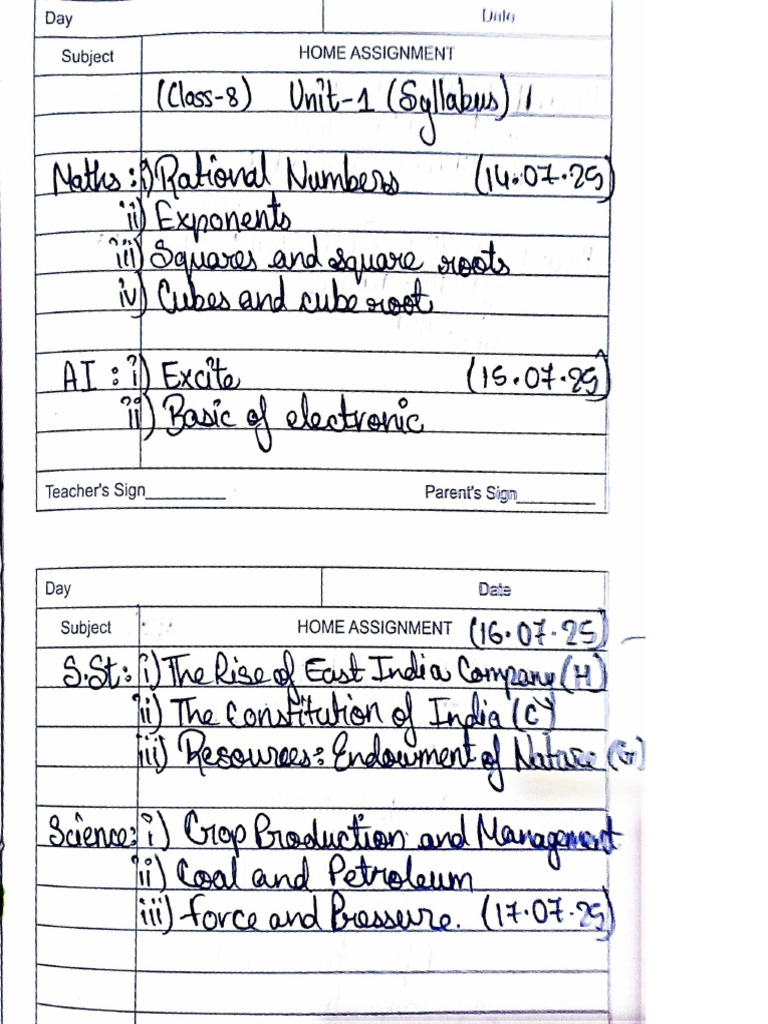 Syllabus of Class 8 Unit 1 | PDF