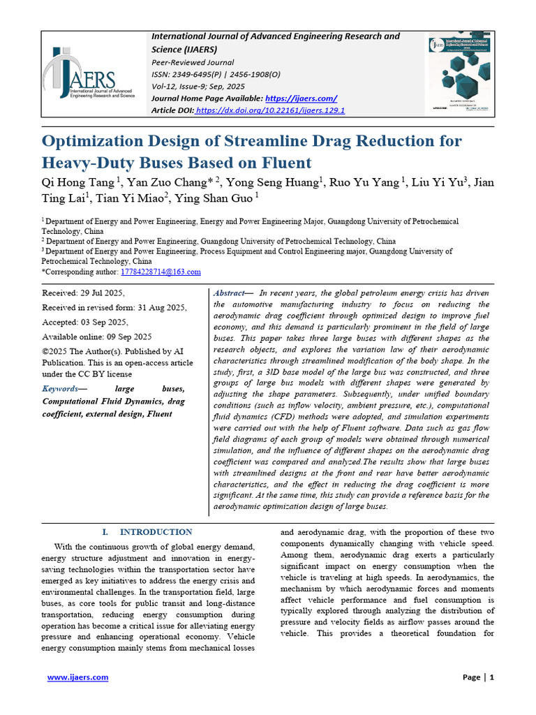 Streamline Drag Reduction for Buses | PDF | Turbulence | Fluid Dynamics