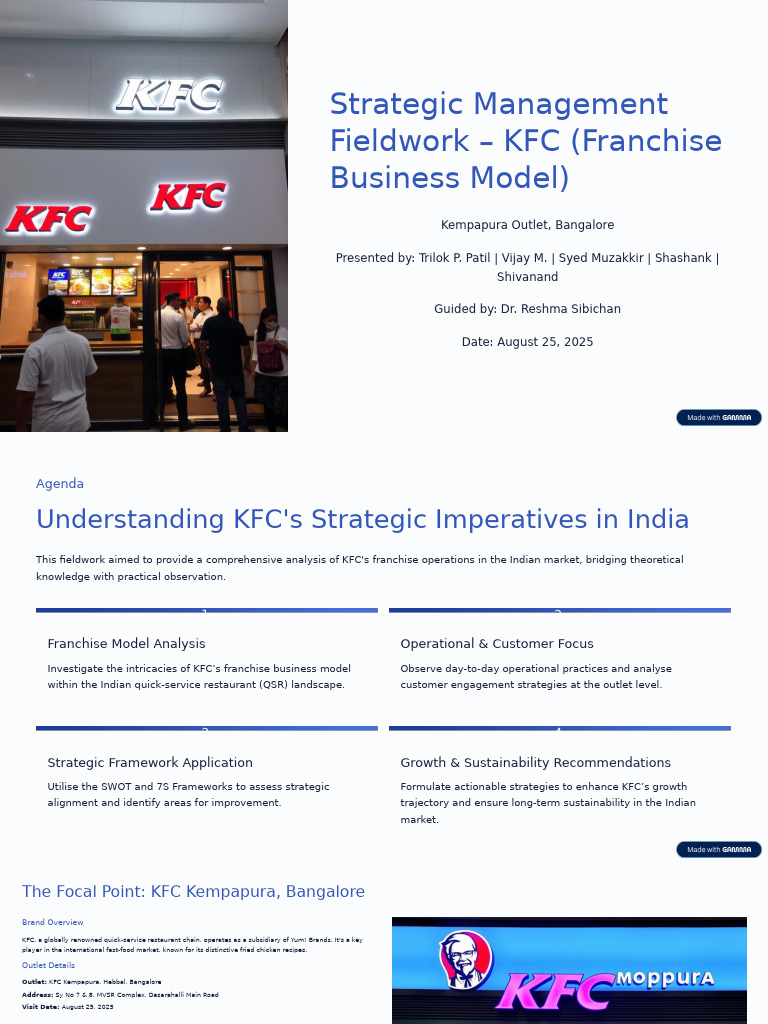 Strategic Management Fieldwork KFC Franchise Business Model | PDF ...