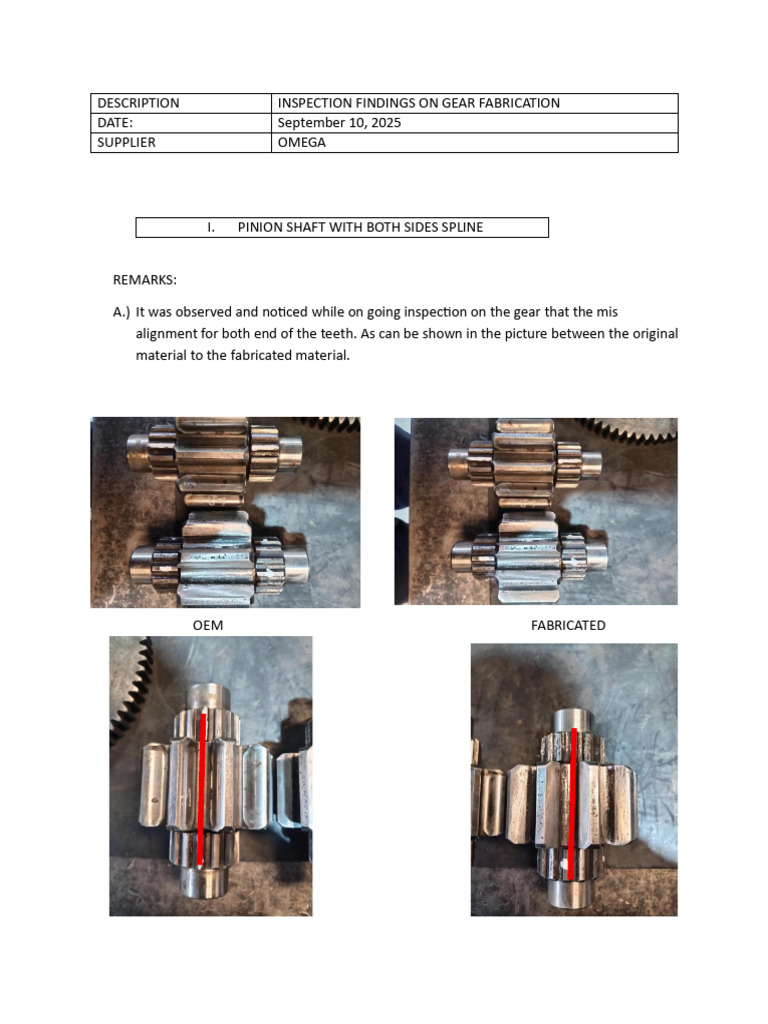 Gear Fabrication Inspection Findings | PDF