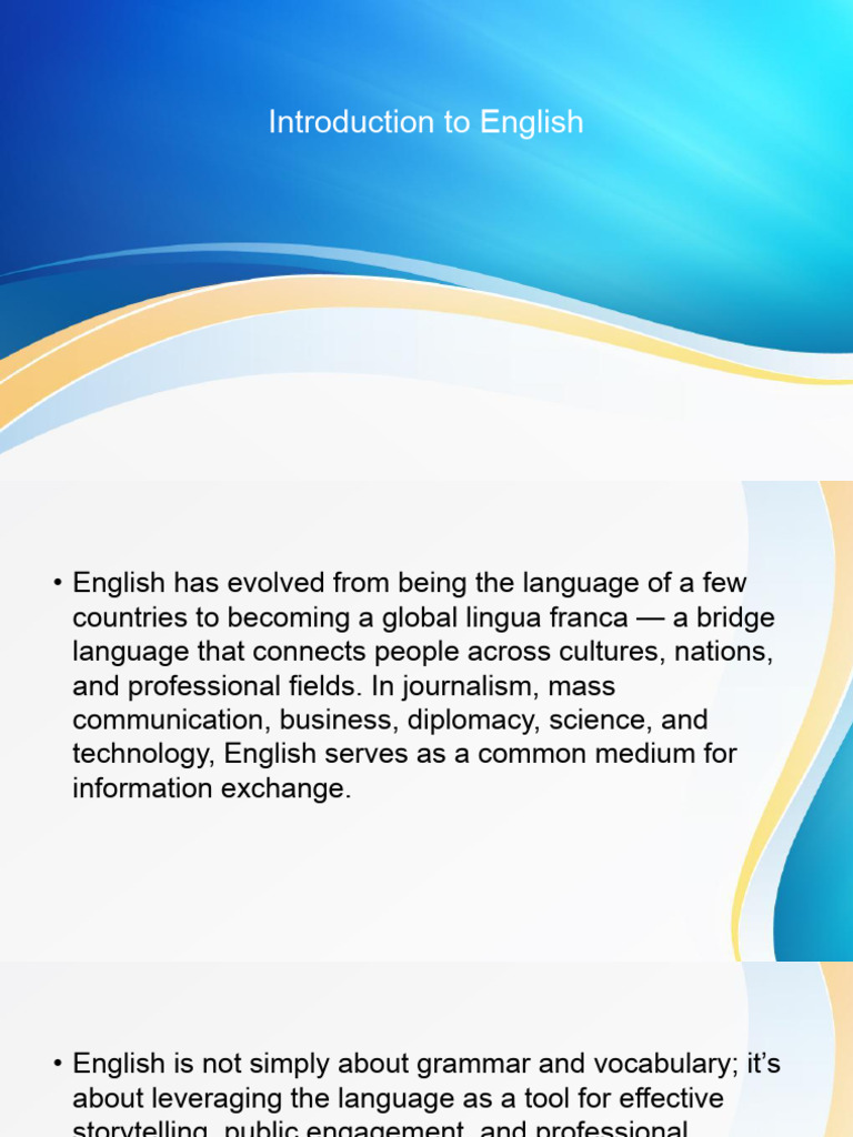 Introduction To English | PDF | English Language | News
