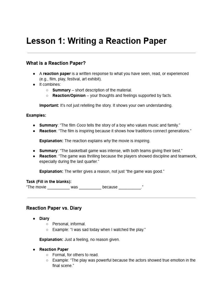 How to Write a Reaction Paper | PDF