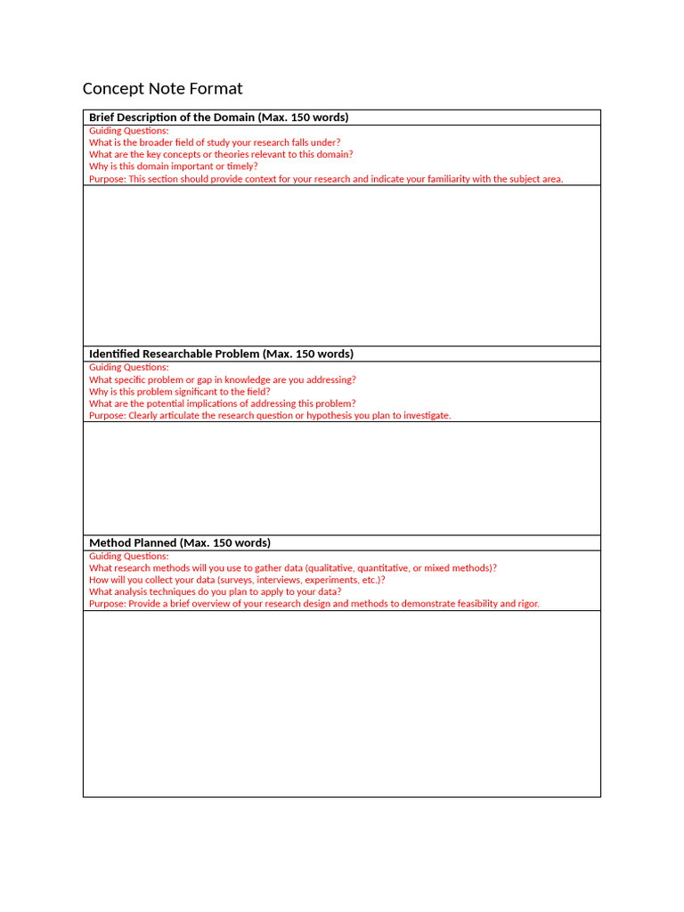 Research Concept Note Structure | PDF