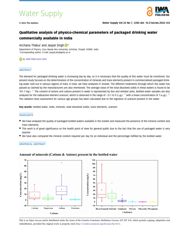 Analysis of Packaged Water Quality in India | PDF | Magnesium | Fluoride