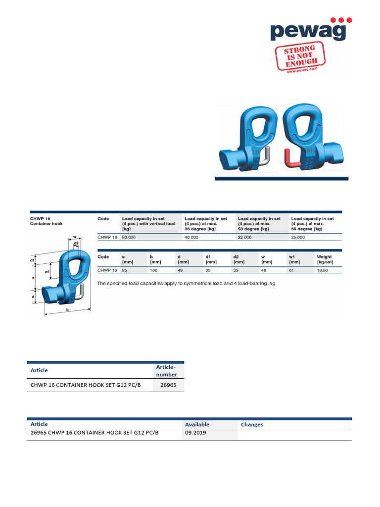 CHWP 16 Container Hook Set Overview | PDF