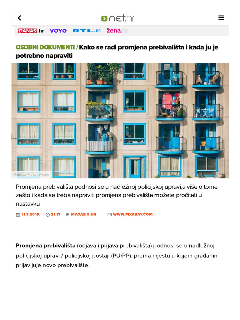 Kako Se Radi Promjena Prebivališta I Kada Ju Je Potrebno Napraviti ...