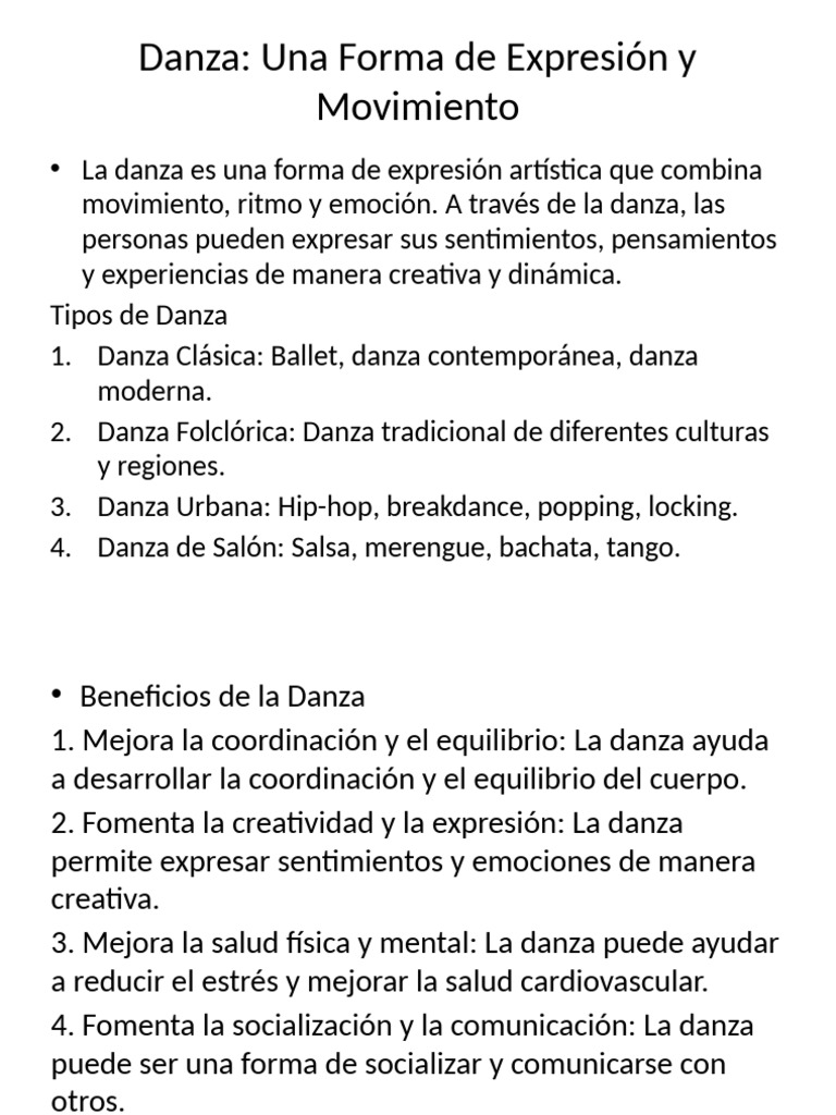 Beneficios y Tipos de Danza y Danzaterapia | PDF | Bailes | Las emociones
