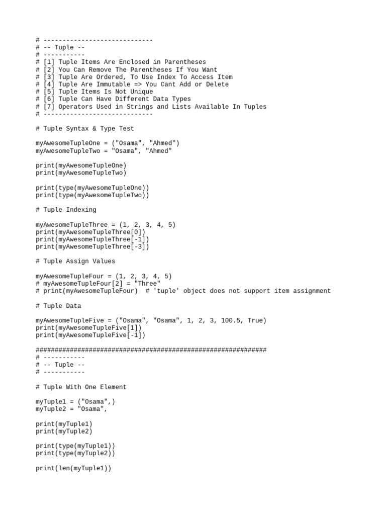 24,25‏‏‏‏pythonالصفوف Tuples وال Methods | PDF