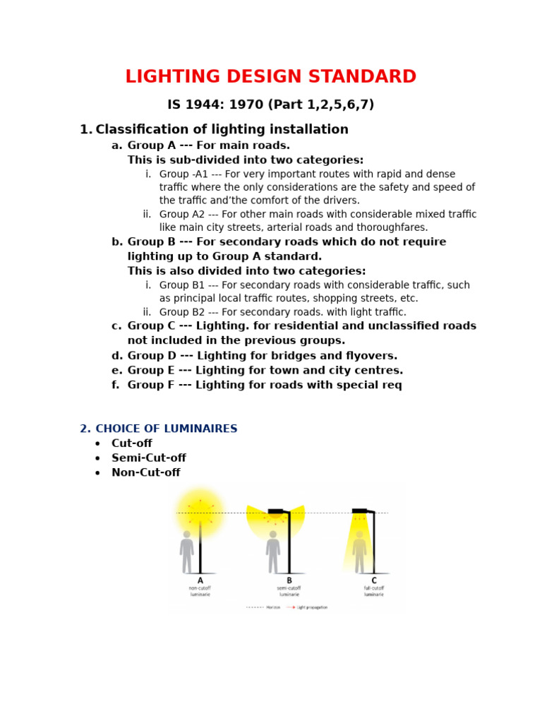 Lighting Design Standards for Roads | PDF | Lighting | Traffic