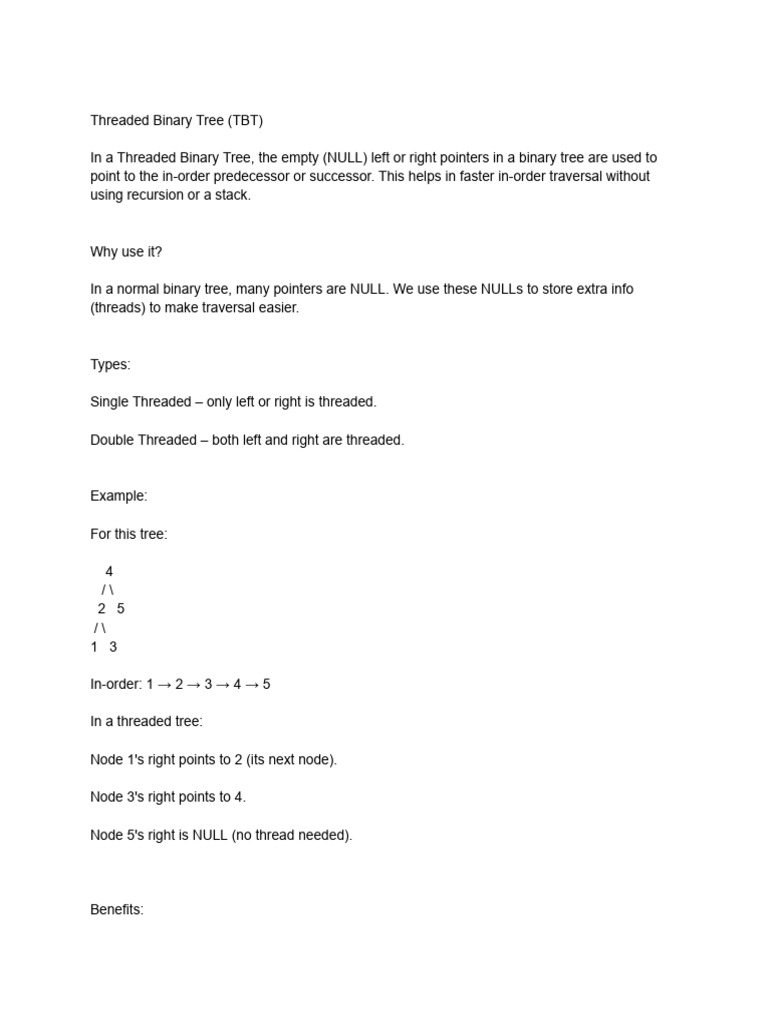 Threaded Binary Tree Overview | PDF