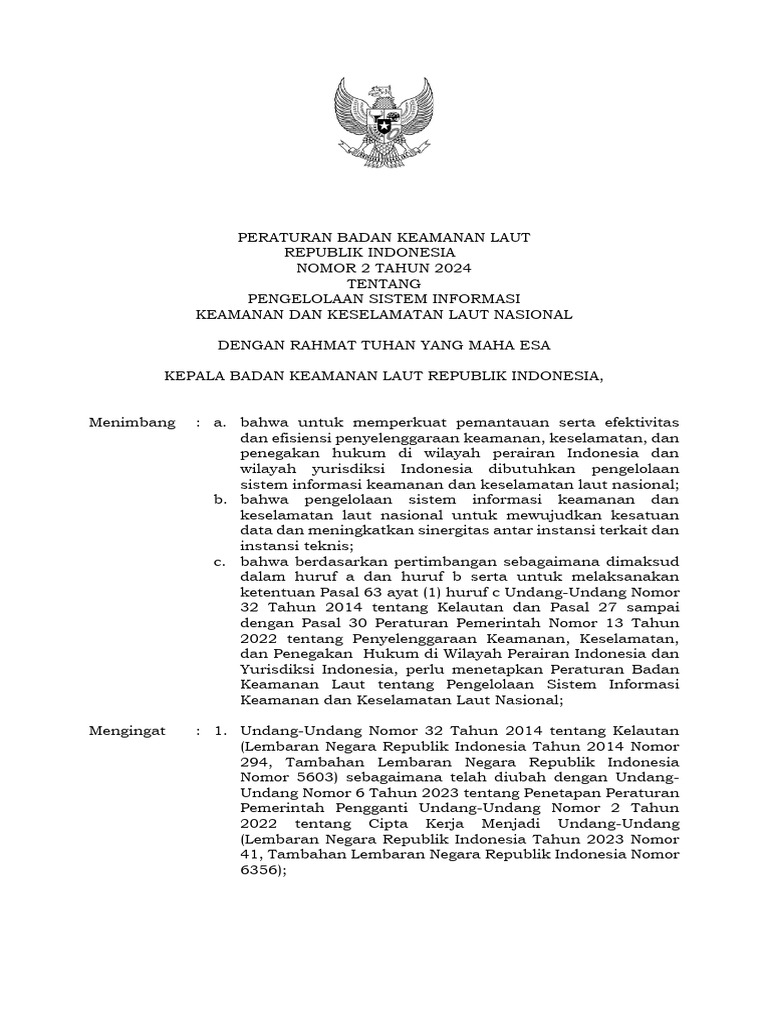 Perba No 2 Tahun 2024 - TTG Pengelolaan Sikkln | PDF