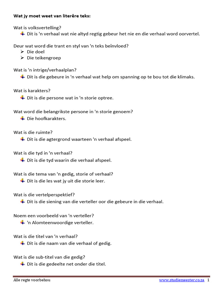 Wat Jy Moet Weet Van Literêre Teks | PDF