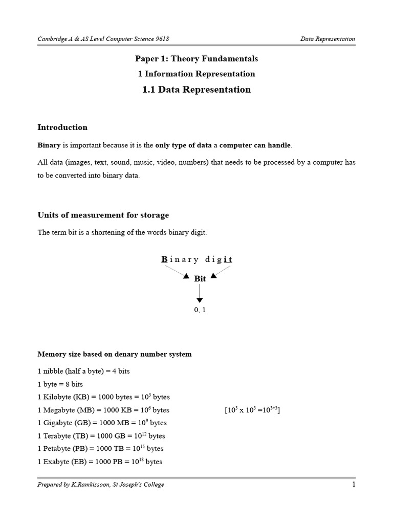 Data Representation in Computer Science | PDF | Byte | Binary Coded Decimal