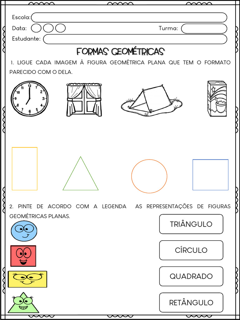 Atividades de Figuras Geométricas 1º Ano | PDF | Geometria | Triângulo