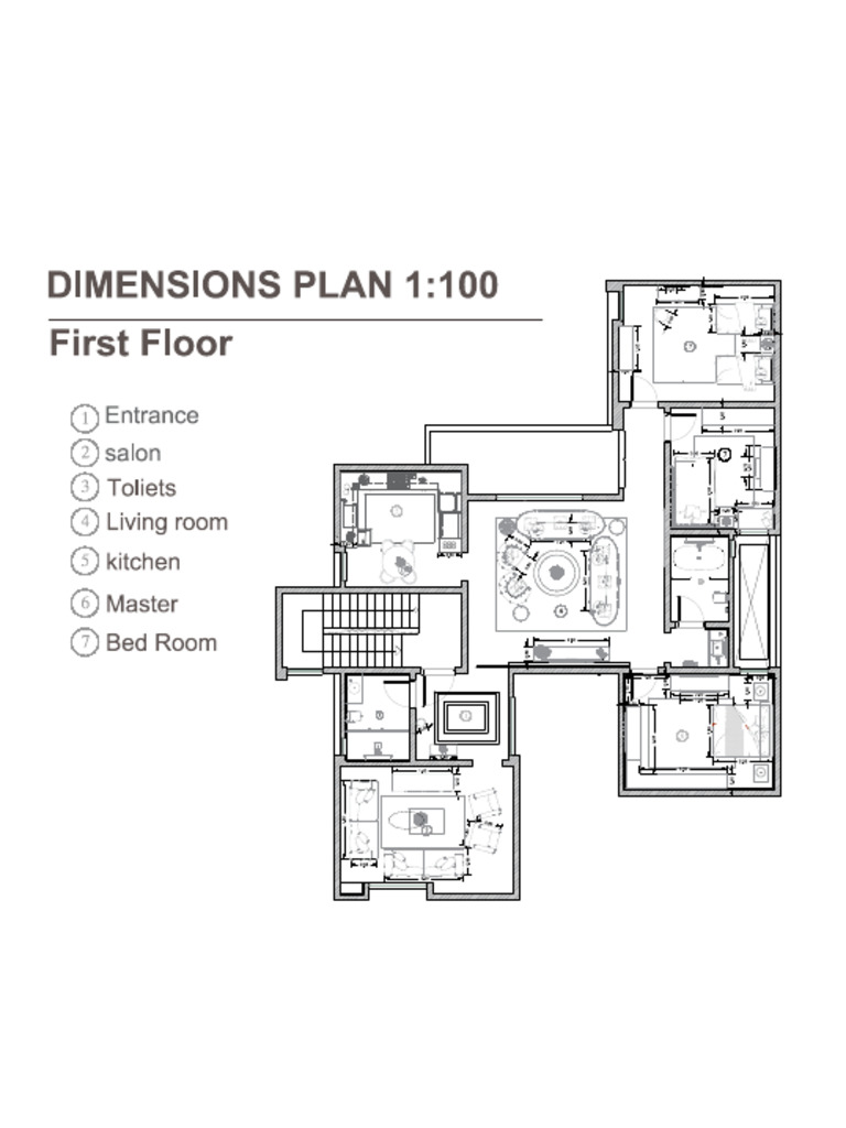 First Floor 1:100 Dimensions Plan | PDF