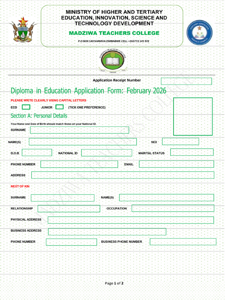 Intake 26 Application Form | PDF