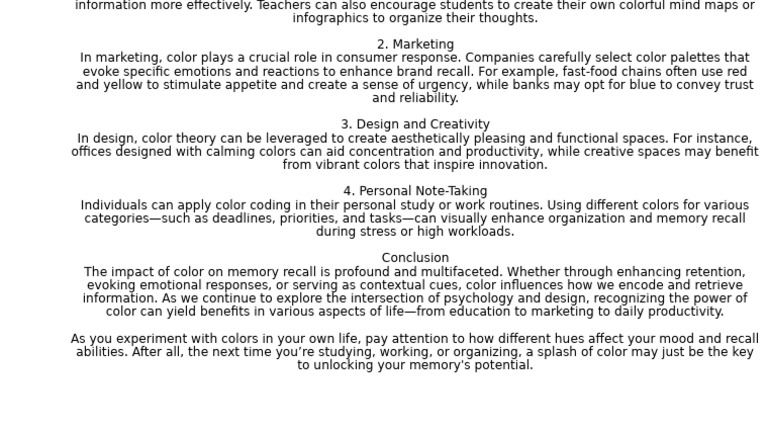 The Impact of Color On Memory Recall | PDF