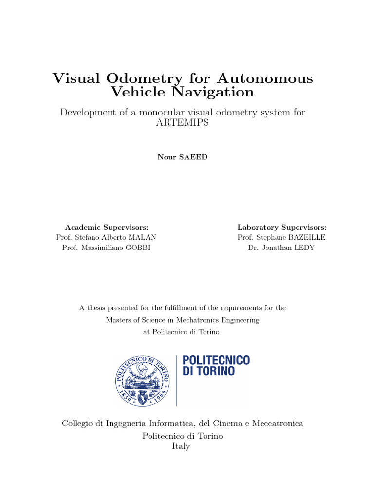 Visual Odometry For Autonomous | PDF | Computer Vision | Imaging