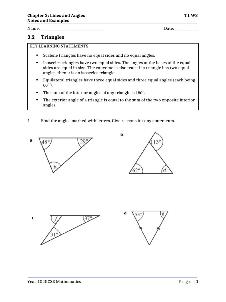 3.2 - Angles and Triangles | PDF