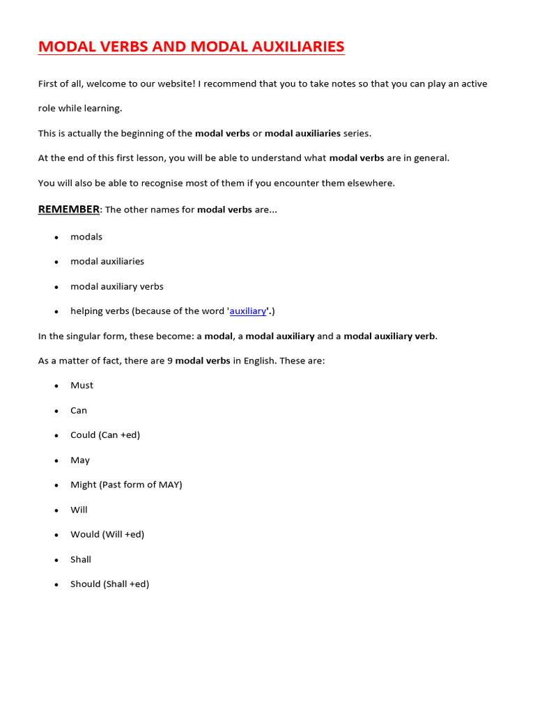 Understanding Modal Verbs in English | PDF | Verb | Semantic Units