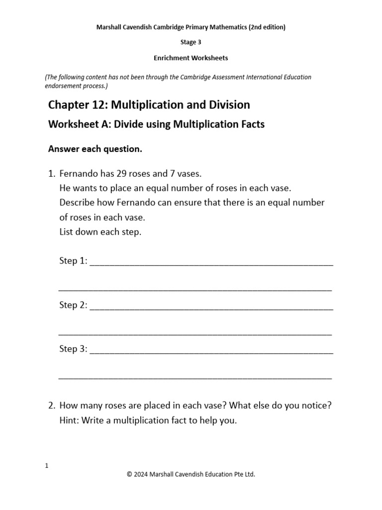 MCE Cambridge Primary Maths 2E Stage3 ER C12 | PDF | Multiplication ...