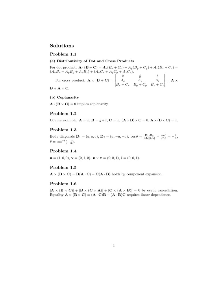 Vector Product Properties and Examples | PDF