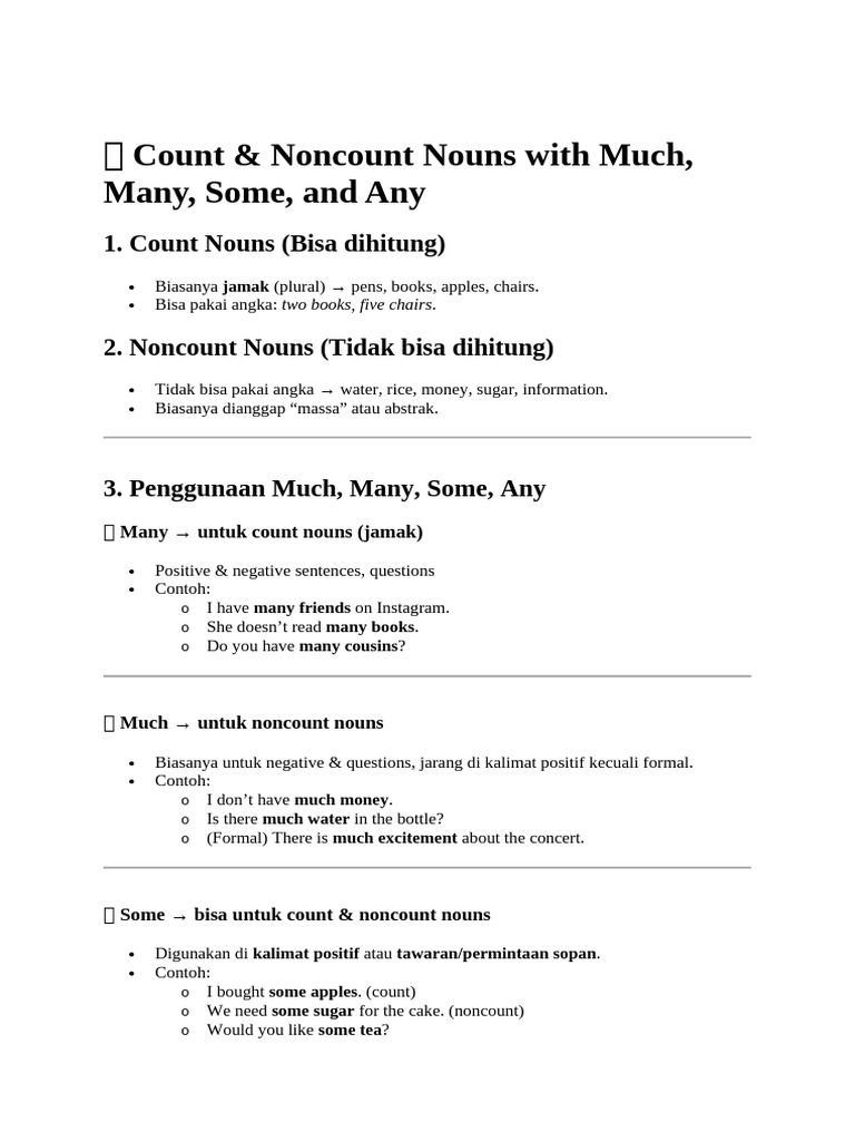 Count vs Noncount Nouns Explained | PDF