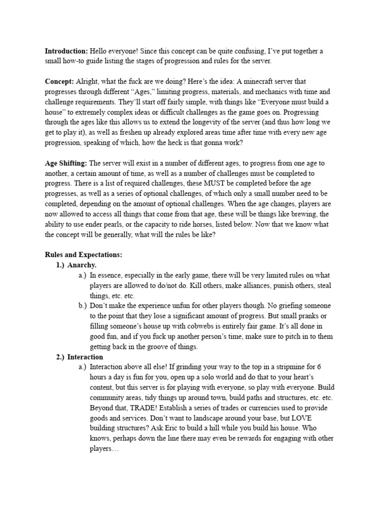 Minecraft Age Progression Guide | PDF | Minecraft