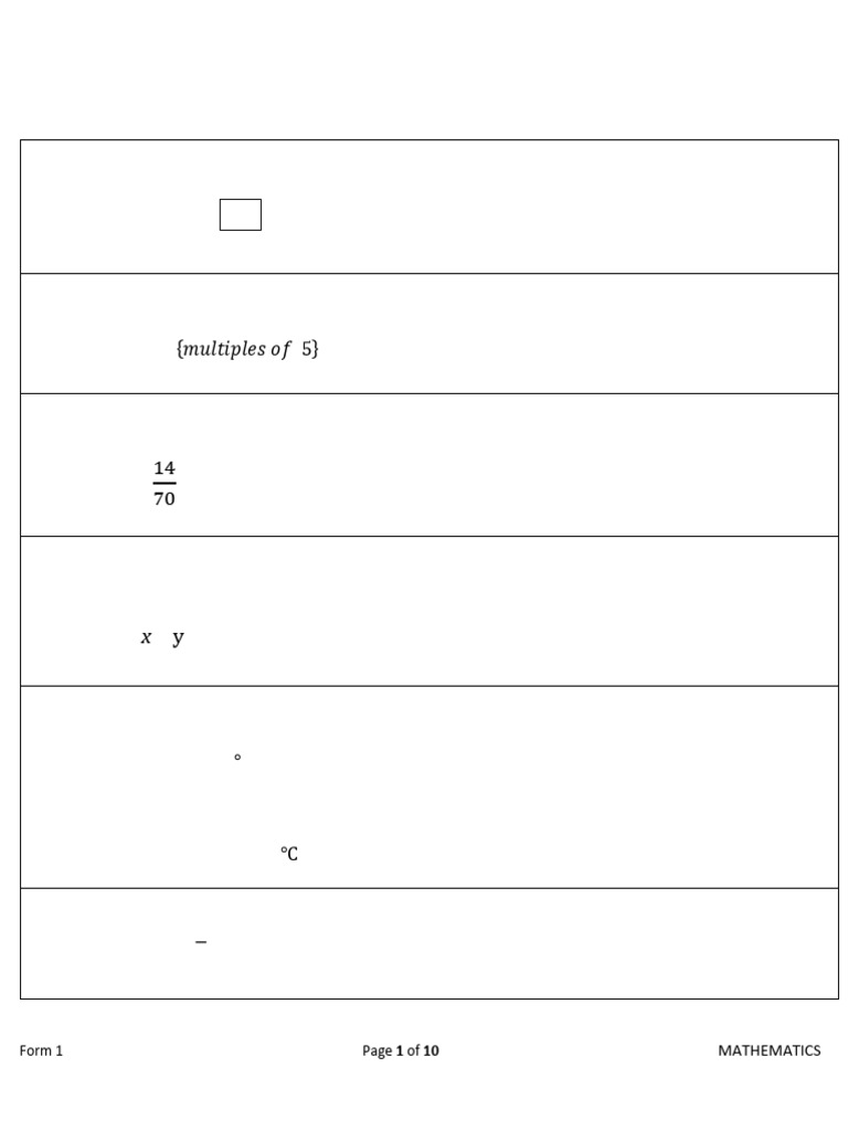 Form 1 Of: Mathematics | PDF