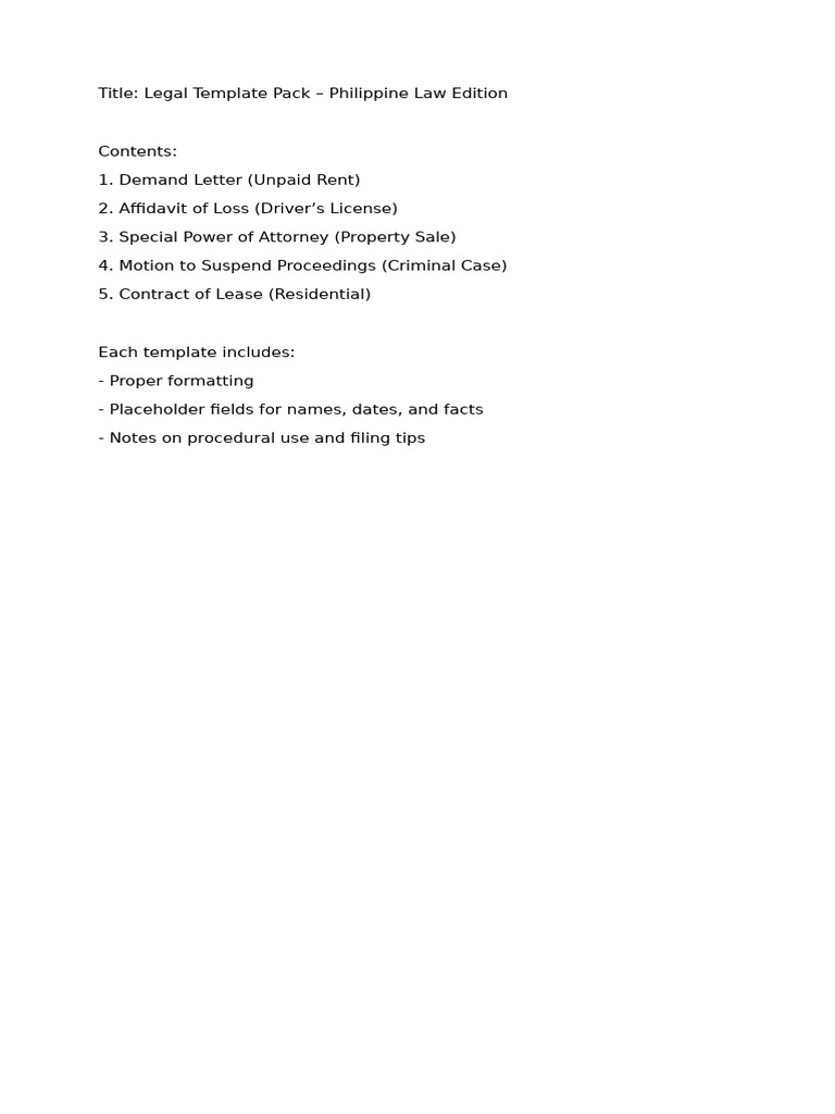 Philippine Legal Template Pack | PDF