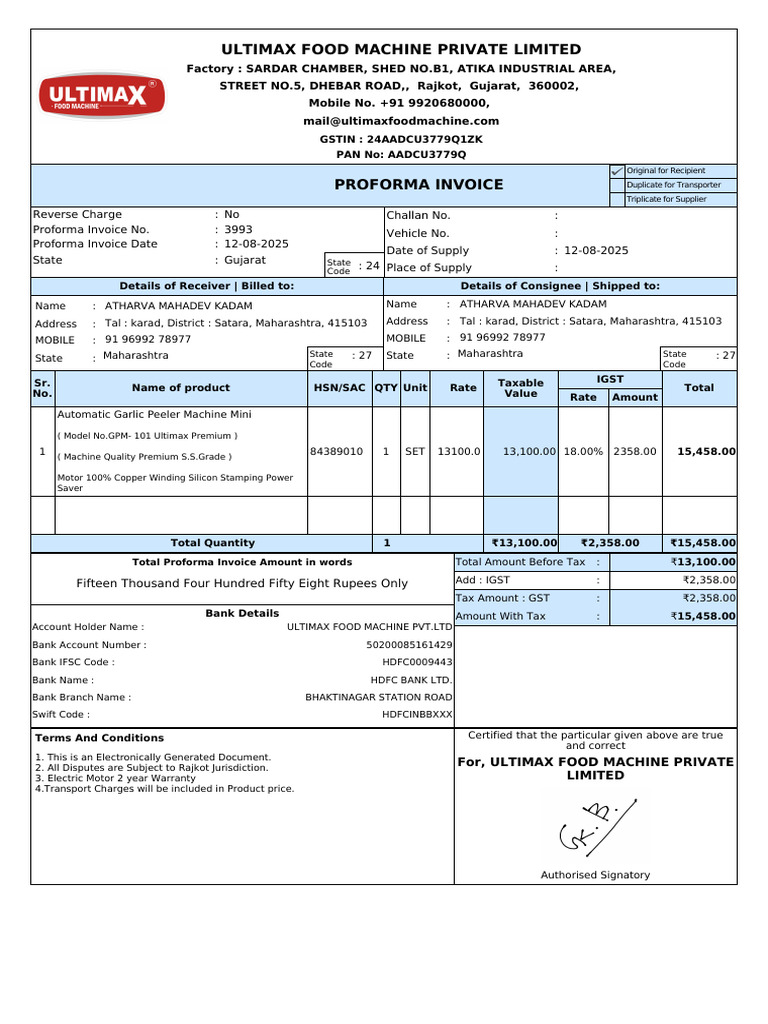 Ultimax Food Machine Terms & Invoice | PDF | Government Finances | Payments