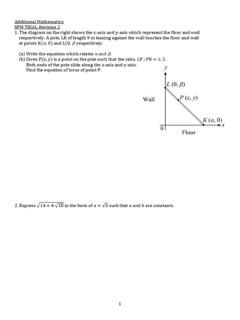 SPM Additional Mathematics Trial Revision | PDF | Function (Mathematics ...