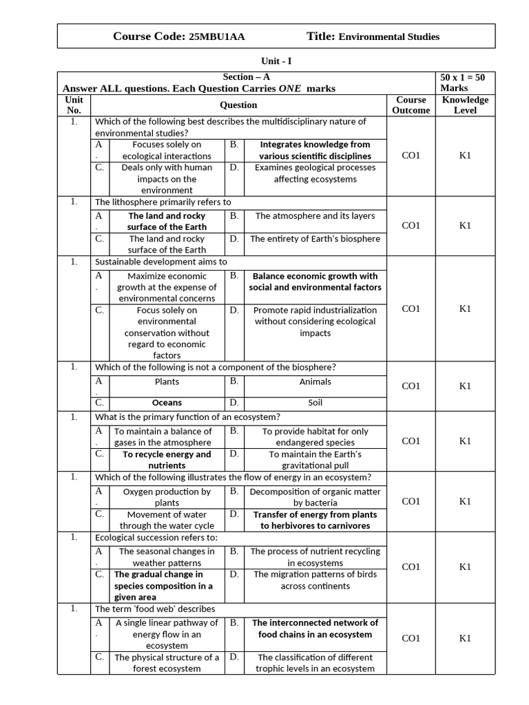 Environmental Studies Course Overview | PDF | Ecosystem | Natural ...