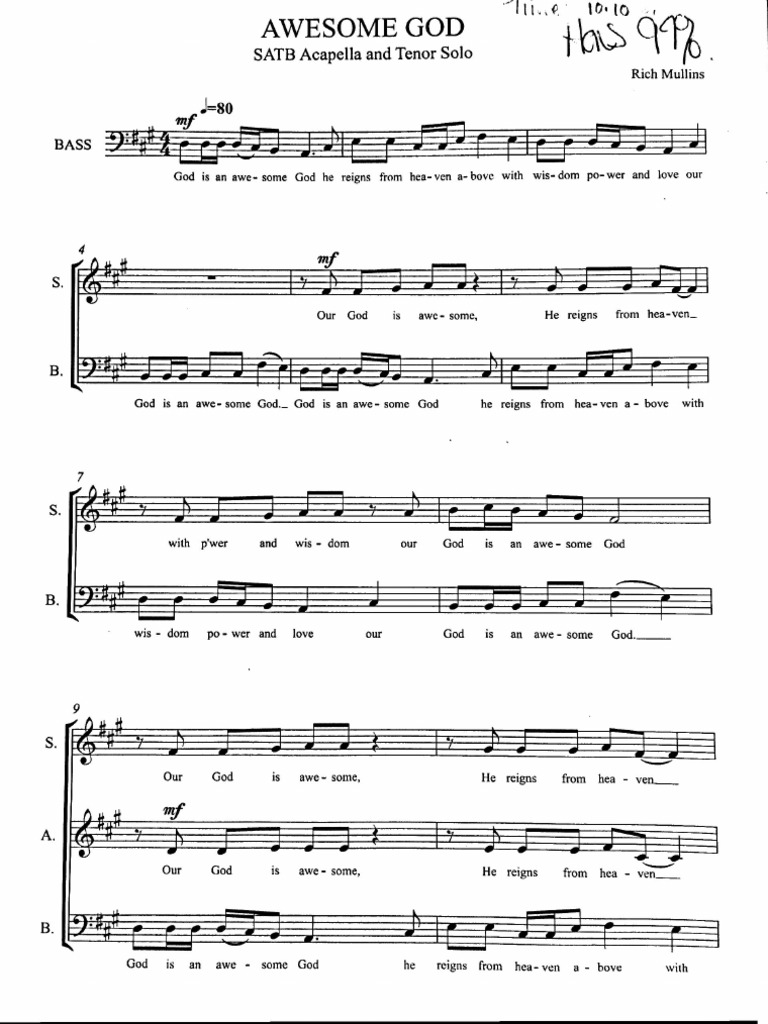Awesome God SATB Score | PDF
