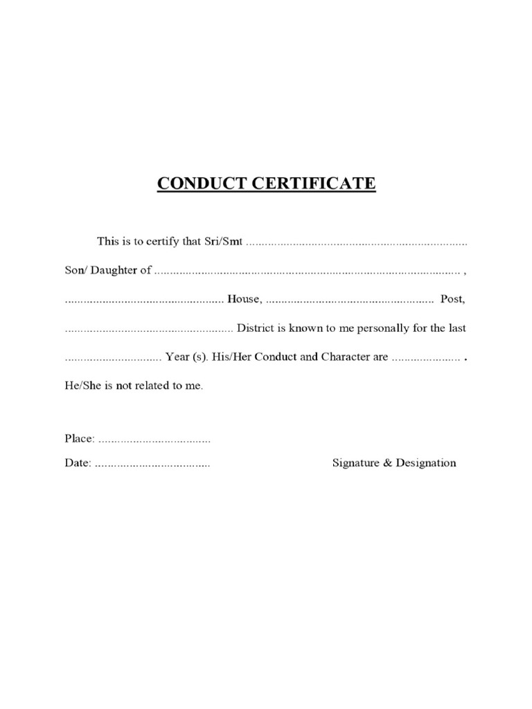 Conduct Certificate | PDF
