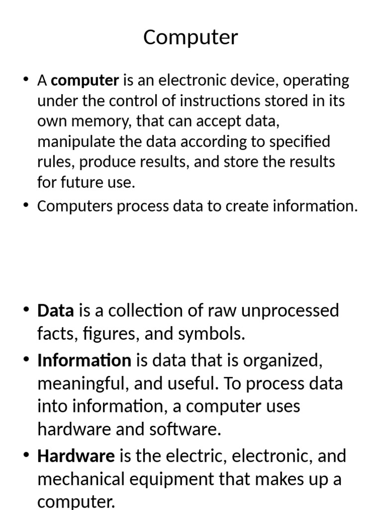 Understanding Computer Basics and Functions | PDF | Computer Data ...