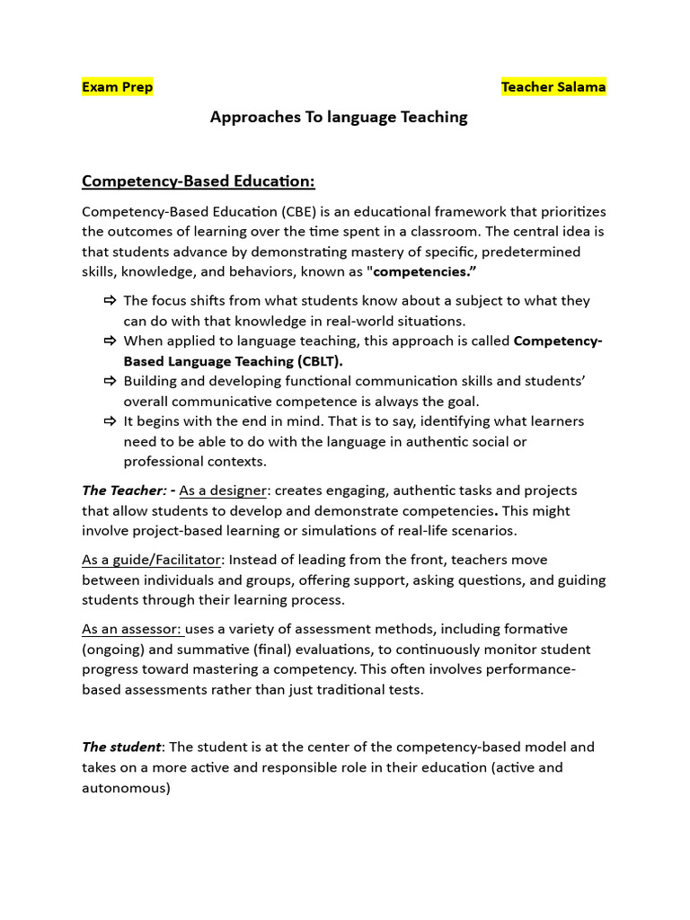 Competency-Based Language Teaching Guide | PDF | Educational Assessment ...