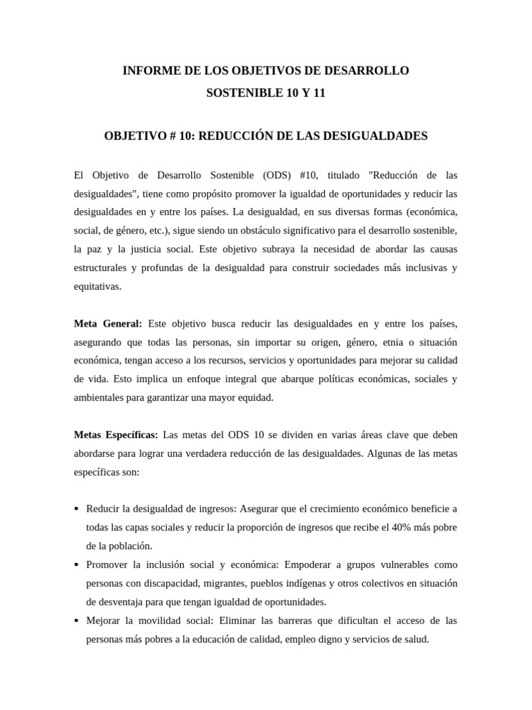ODS 10 y 11: Desigualdades y Ciudades Sostenibles | PDF ...