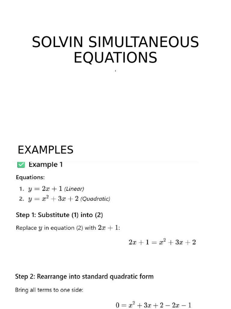 Simultaneous Equations Pdf